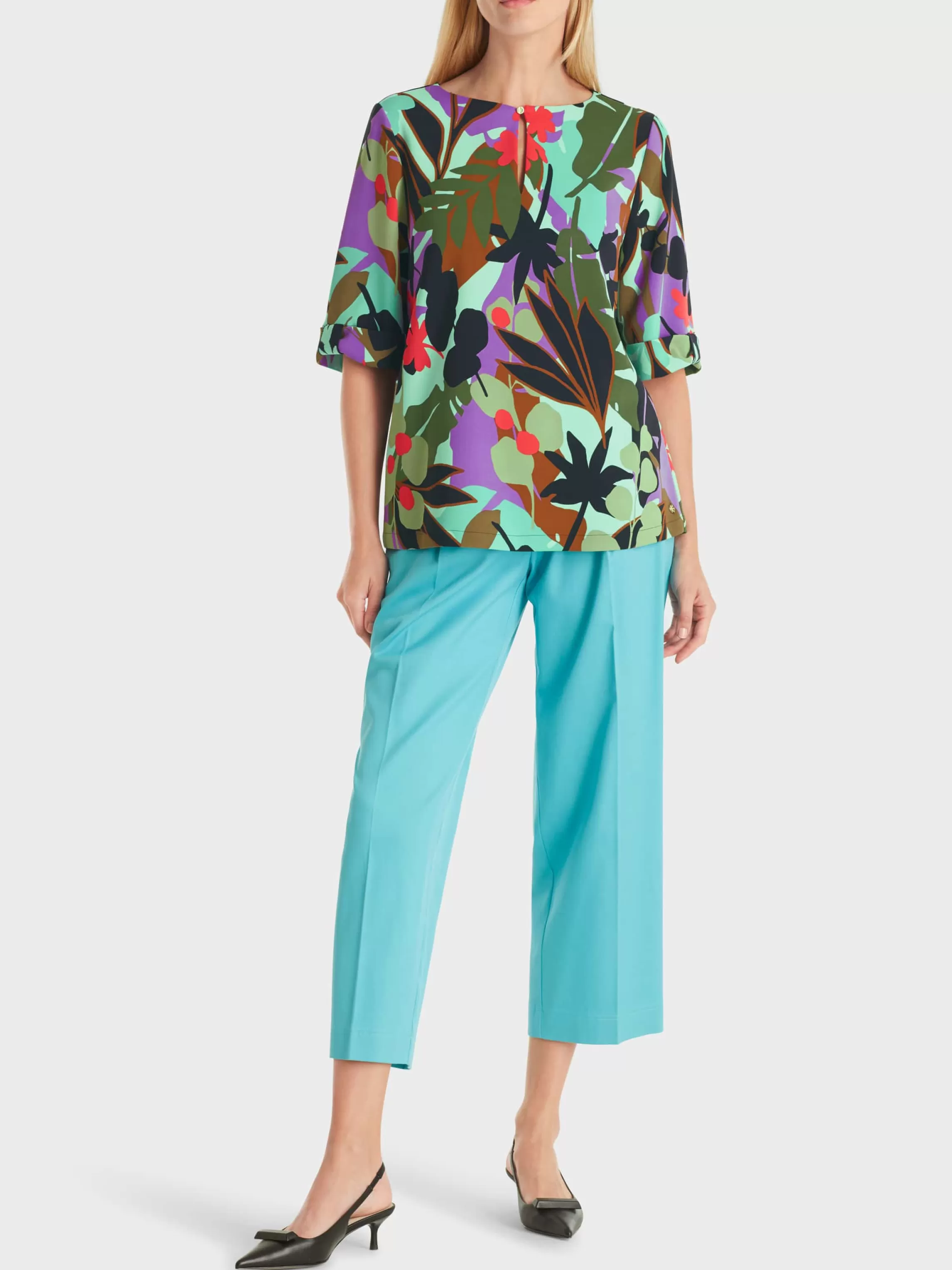 Outlet BLOUSE WITH A COLOURFUL LEAF PATTERN Blouses & Tunics