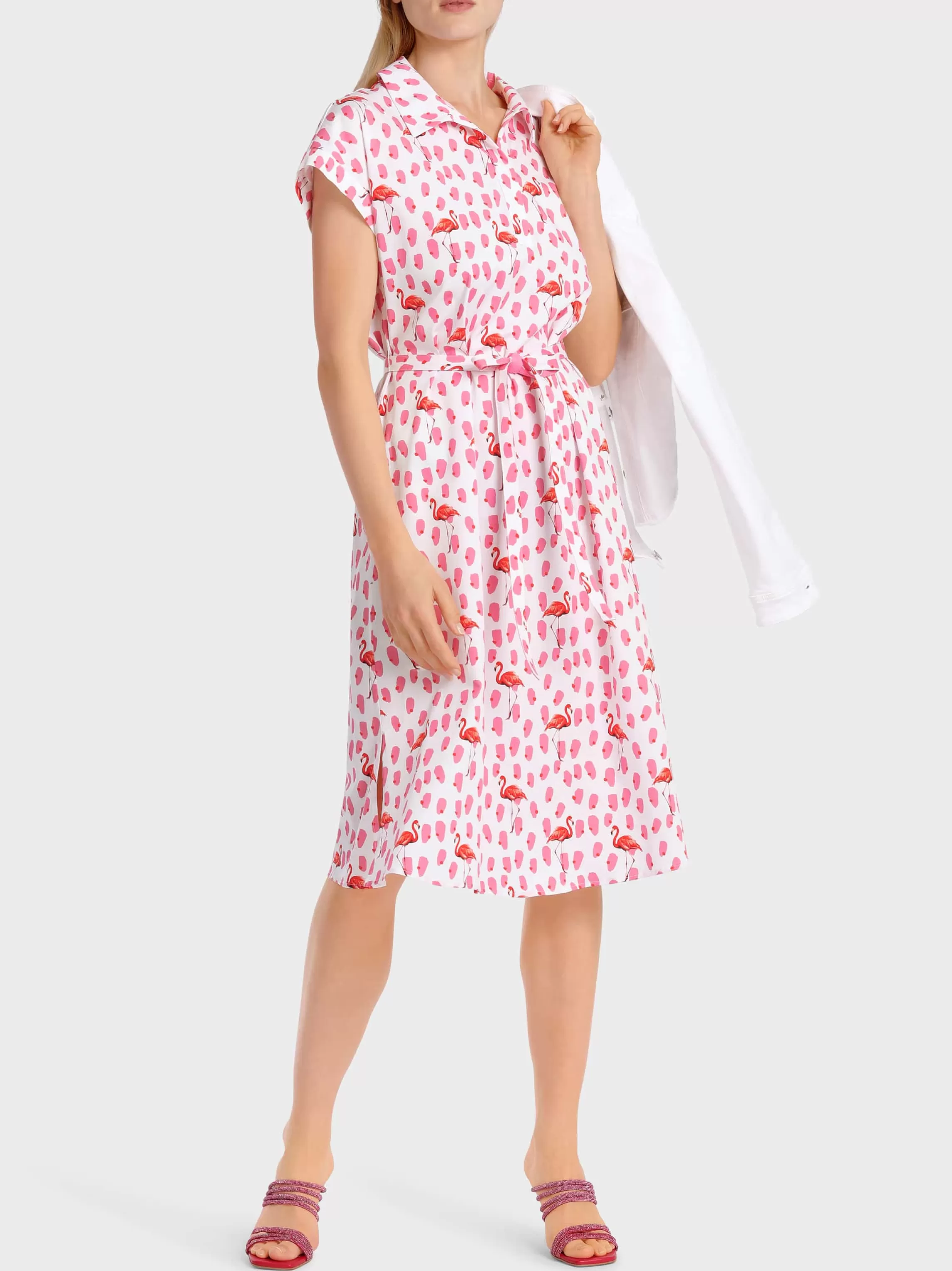 Fashion POLO DRESS WITH FLAMINGO PRINT Dresses